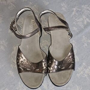 Alegria Reese Uptown Pewter Leather Heel Buckle Sandals Size 42  11.5-12 US